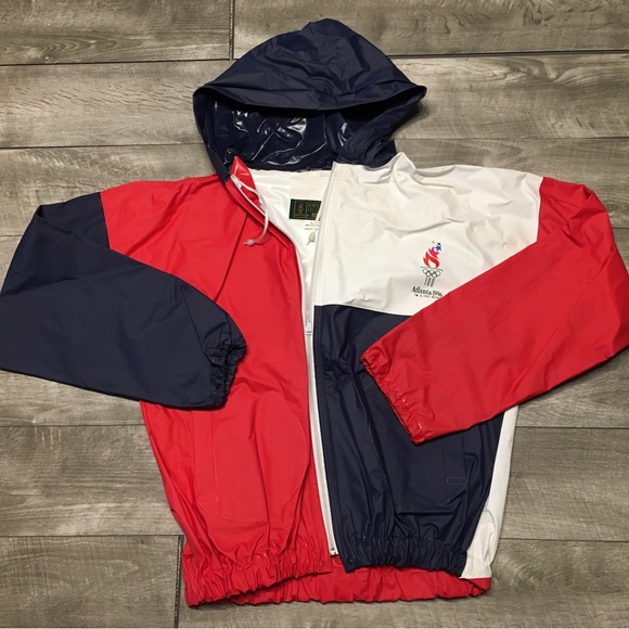 Vintage 1992 Atlanta USA OLYMPICS Games Windbreaker Jacket Coat Size Adult Large